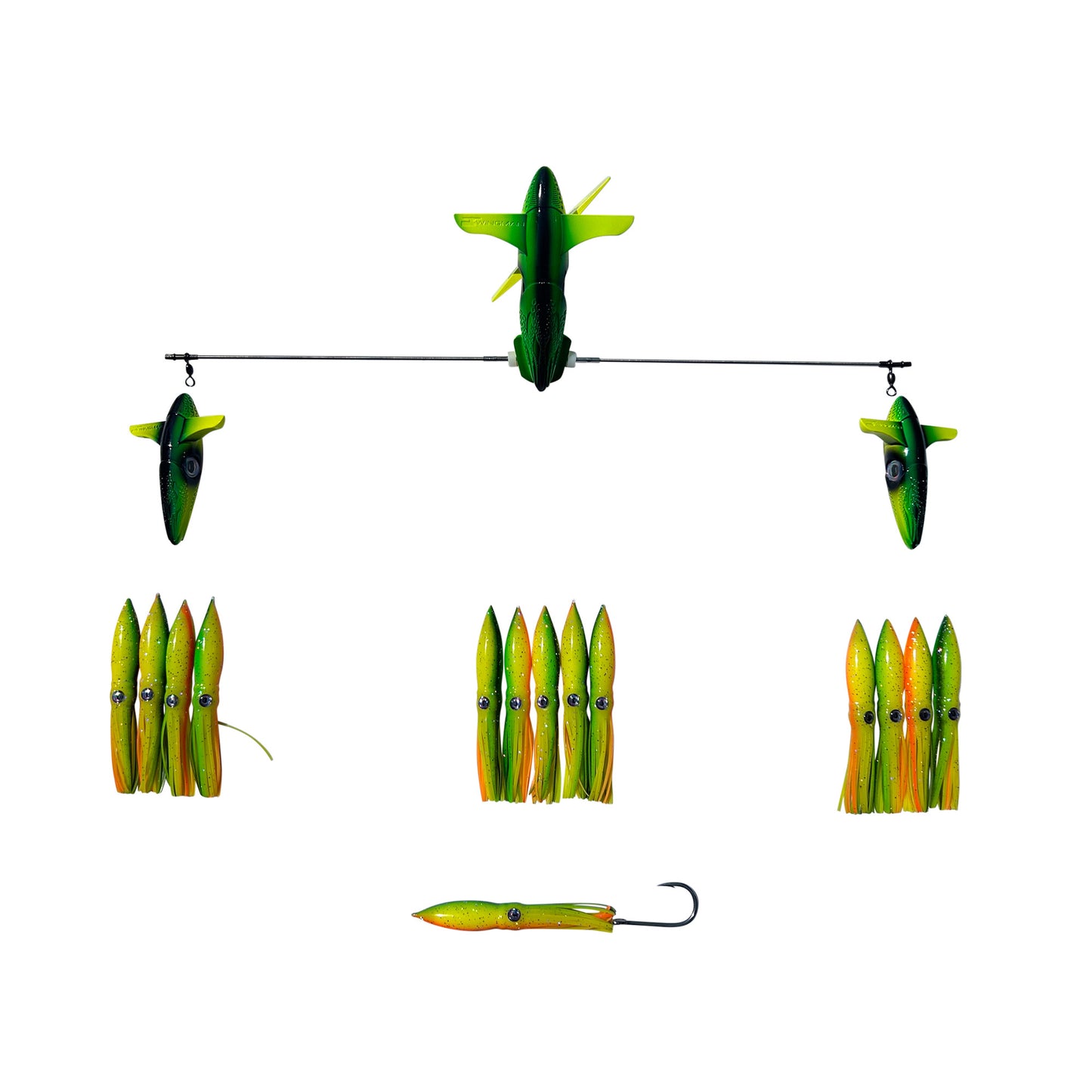 Chatter Lures 24" Wingman Side Tracker with 6" Floating Shell Squid