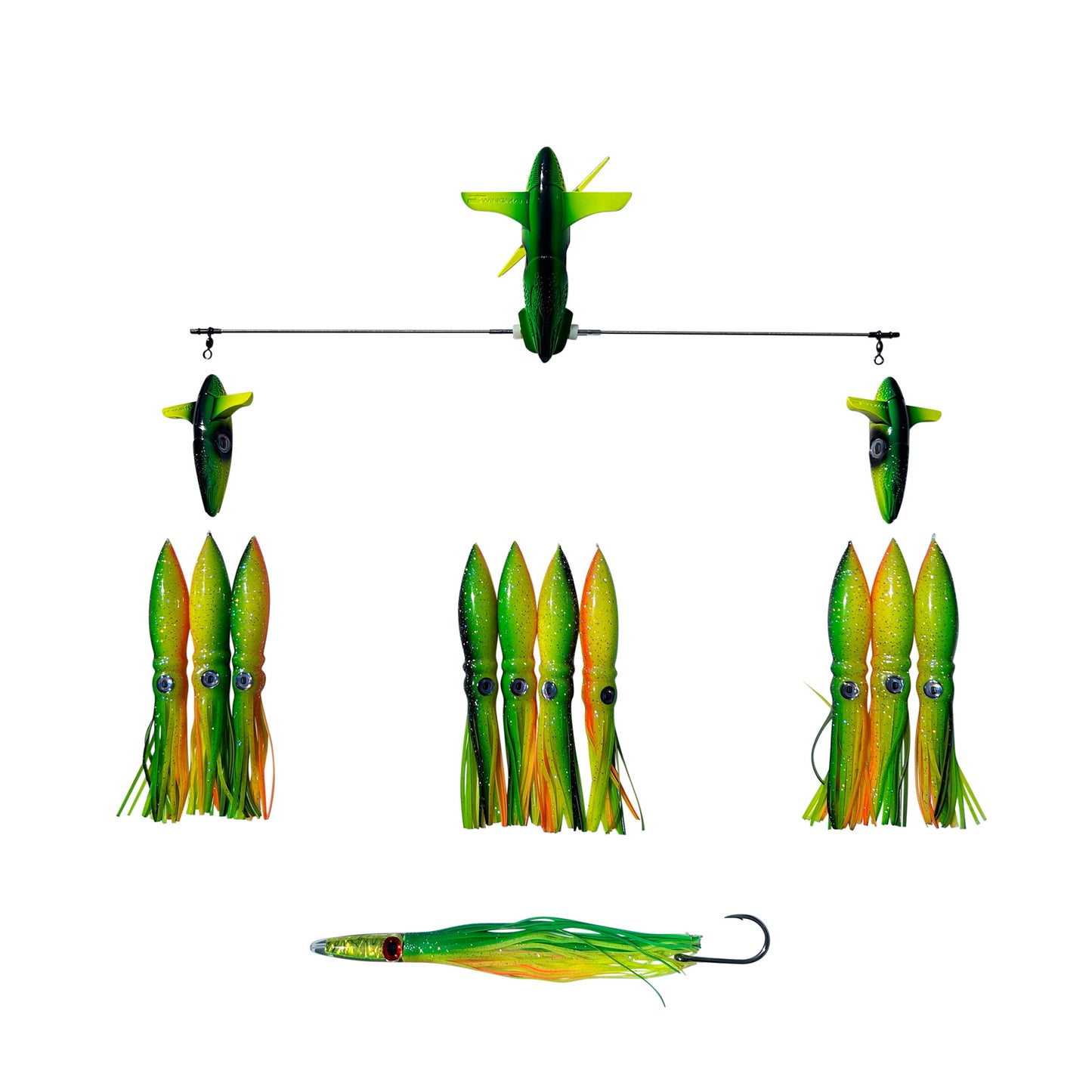 Chatter Lures 24" Wingman Side Tracker with 9" Floating Shell Squid