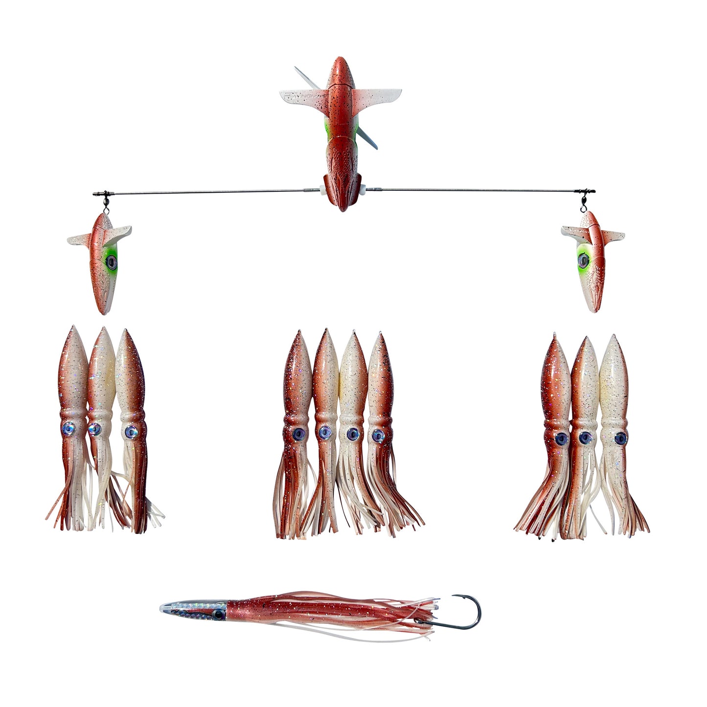 Chatter Lures 24" Wingman Side Tracker with 9" Floating Shell Squid