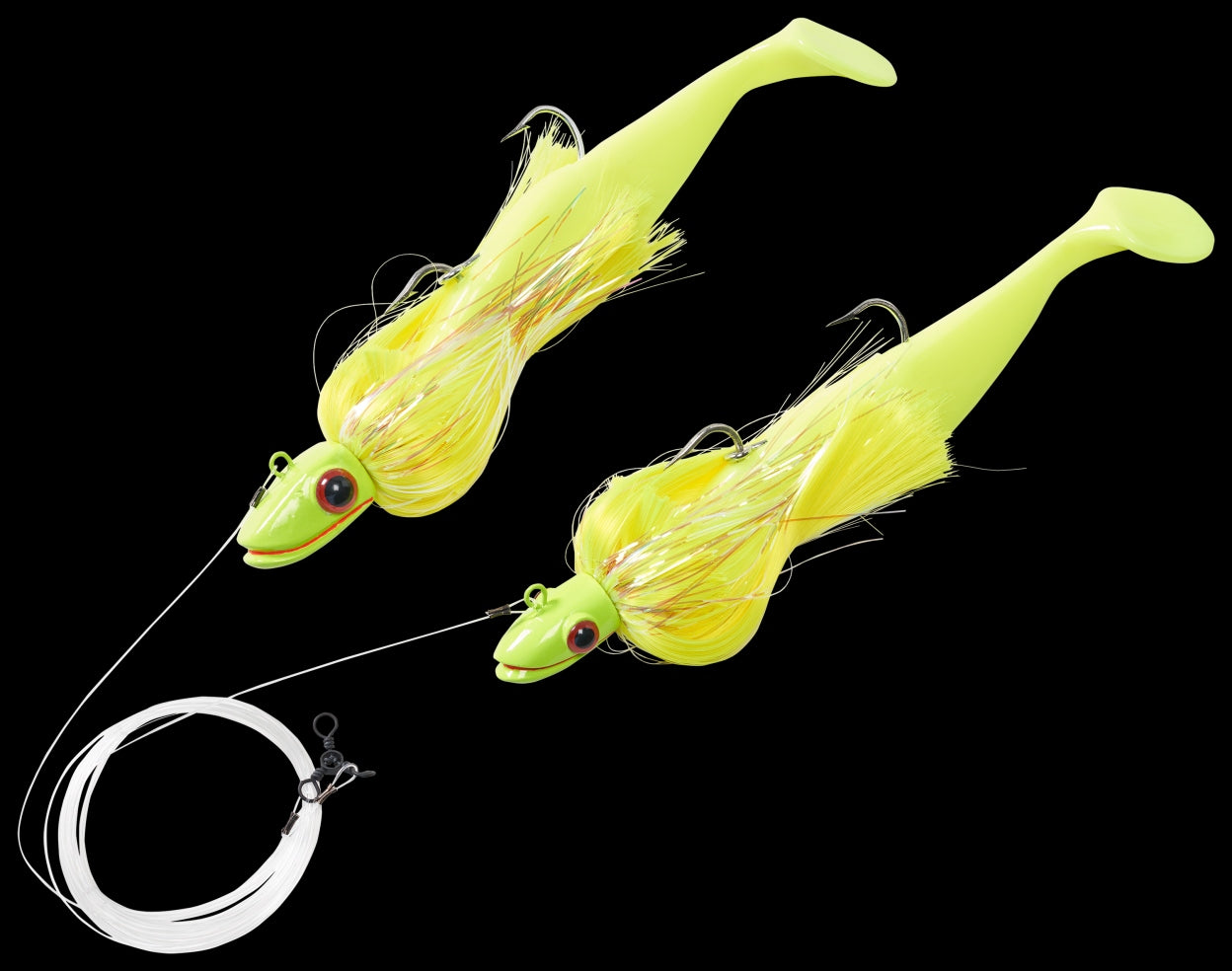 fisher candy lure Blue Water Candy Rock Fish Candy Loaded Tandem Parachute Rig - Chartreuse