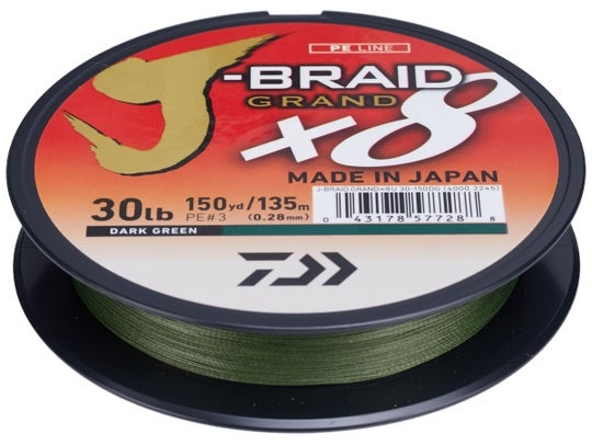 Daiwa J-Braid x8 Grand Braided Line Dark Green 150 Yard Spool