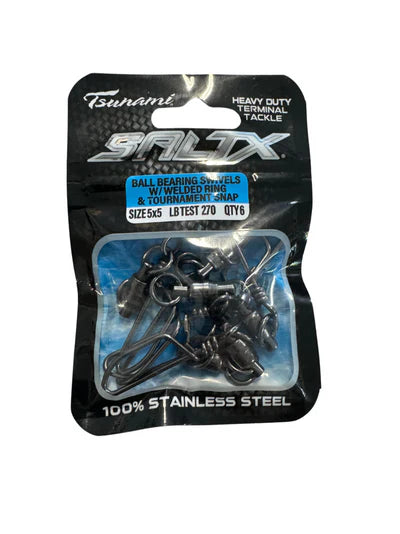 Tsunami SaltX SS Ball Bearing Swivels w/ Welded Ring and Snap TSSTX-BBRS