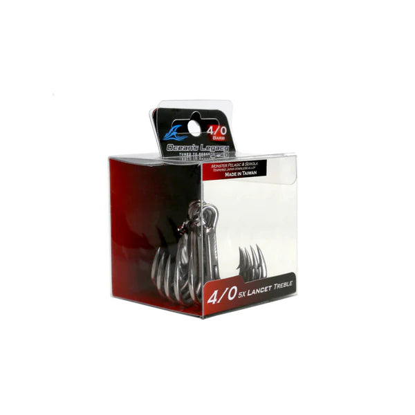 Ocean's Legacy Lancet 5X Treble Hooks