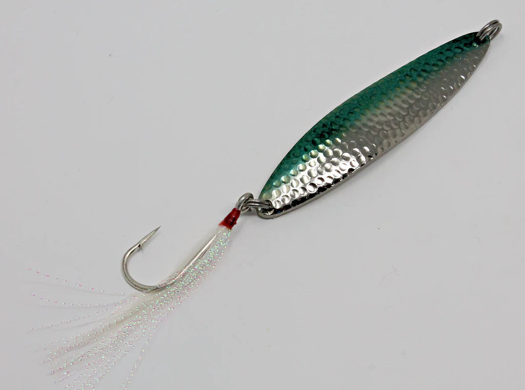 Run Off Lures Solid Brass Spoon, Chrome/Green