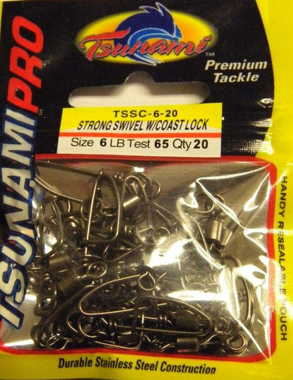 Tsunami Pro Strong Swivels with Coastlock Snap TSCC